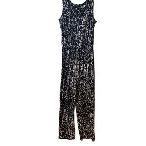 Calvin Klein Black White Abstract Sleeveless Jumpsuit